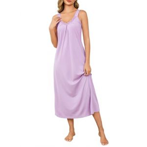 Uniexcosm Chemise De Nuit Femme Longue Nuisette Dentelle Coton Nuisette Sexy Femme Sensuelle Robe De Nuit Femme Sexy Violet XXL (JingLong-EU, neuf)