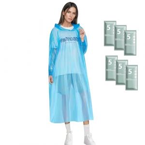 flintronic 6 Pi&egrave;ces Poncho de Pluie Adulte, Poncho anti pluie jetable manteaux imperm&eacute;ables femme et hommes, avec cordon de serrage, capuche et poignets &eacute;lastiques (flintronic&reg;-eu, neuf)