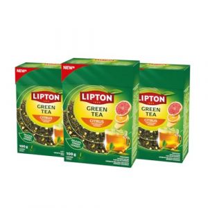 Lipton - Th&eacute; Vert aux Agrumes en Vrac 3x100 g - M&eacute;lange d&rsquo;Agrumes, 100% Naturel - Lot de 3x100g (PENNGUIN-FR-CAMON, neuf)
