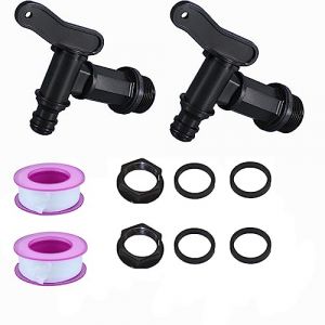2Pcs Robinet Cuve Plastique, BetterJonny Adaptateur de boîte de Rangement d'eau IBC 3/4" Robinet pour Citerne De Pluie Robinet de Rechange en Plastique avec Ruban PTFE pour Recuperateur Eau de Pluie (BASICON, neuf)