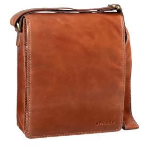 STILORD 'Lars' Vintage Sac Besace pour Hommes Sac Bandoulière Cuir pour Macbook 13,3 Pouces Documents DIN A4 Sac Messager Sac à l'Épaule, Couleur:Cognac - Brillant (STILORD Cuir, neuf)