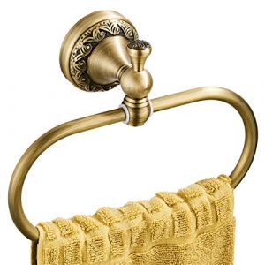 Flybath Anneau à Serviette Ovale en Laiton Anneau-Chiffon Antique Motif Exquis découpant Un Porte-Serviette pour Salle de Bain Cuisine Accessoires de Montage Mural, Bronze brossé (Flybathroom, neuf)