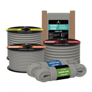 Kamu Synber Tendeur Élastique Corde Elastique 4mm x 5m Sandow Elastique pour Bâche, Remorque, Bateau, Camping | Gris (Kamu Synber, neuf)