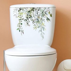 Autocollant mural en forme de plante, fleur et feuille - Pour salle de bain, toilettes, abattant de toilettes, étanche, pour décoration de réservoir de salle de bain (Liu Haonan, neuf)