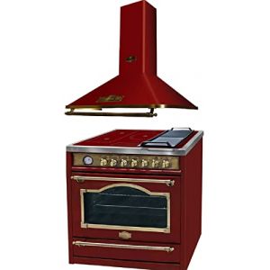 Kaiser HC 93655 IRotEm Cuisinière électrique 90 cm + Hotte aspirante A 9315 Rouge 90 cm (elektroniks-home, neuf)