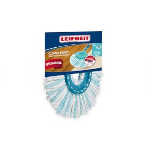 Leifheit lot de 2 t&ecirc;tes de rechange Clean Twist Disc Mop micro duo, tous types de sols, absorption compl&egrave;te de la salet&eacute; gr&acirc;ce au syst&egrave;me &agrave; 2 fibres, microfibre absorbante, franges de remplacement (Magazzini GM, neuf)