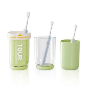 Leopacat Boite Brosse A Dent, Gobelet Brosse &agrave; Dent, 4 En 1 Etui Brosse A Dent Avec Poign&eacute;E, 2 Pi&egrave;Ces Bo&icirc;Te De Rangement Pour Brosse &agrave; Dents Pour Voyage, Camping, Daffaires(Beige+Vert） (Jagilarily, neuf)