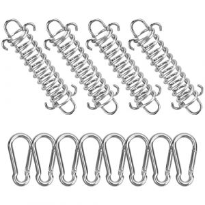 Towviy 4PCS Ressort Voile d'Ombrage et 8PCS Petit Mousqueton, Fixation Voile d'Ombrage Boucle Corde Ressort pour Tente Camping en Plein Air Randonnée Voyage Pique-Nique (FANCY GINGER - UNIPESSOAL LDA*, neuf)