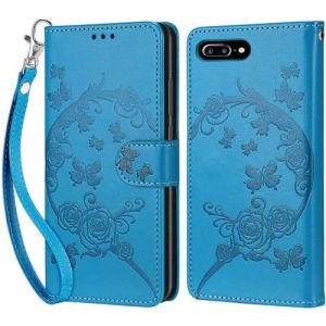 KENHONER Coque pour iPhone 7 Plus/iPhone 8 Plus, Housse Etui Portefeuille Cuir Multifonction, Fermeture Magnétique à Clapet Anti-Choc Compatible avec Coque iPhone 7 Plus Book - Bleu (KENHONER, neuf)