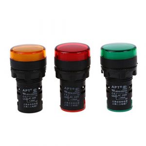 Bumdenuu Voyant, jaune-vert 22 mm LED commandes AC 220 V 3 pcs (Xuguanchi18, neuf)