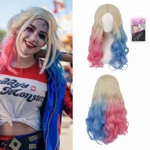 Halloween Quinn Perruque Cosplay: Accessoire Pour D&eacute;Guisement Femme Filles -Longue Bleu Et Rose Ondul&eacute;S Longs Boucl&eacute;S Carnaval Costume Party Soir&eacute;Es &agrave; Th&egrave;Me Film Cosplay Et Plus (wanwanshangwu, neuf)