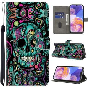 YiChZhe Étui de protection à rabat en cuir de qualité supérieure pour Samsung Galaxy S21 5G - Avec compartiment pour cartes - Support magnétique - Tête de mort (YiChZhe, neuf)