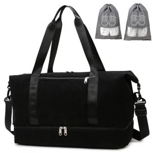 IBALULU Sac de Sport Sac de Voyage Femme, Sac Week-End de 35L avec 2 Sac Chaussures Voyage, Compartiment &agrave; Chaussures & Compartiment Humide (Noir) (IBALULU FR, neuf)