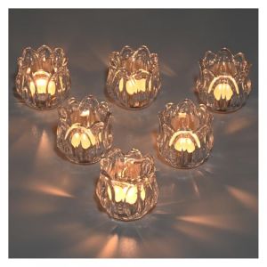 YoHyien Lot de 6 Photophores en Verre, Bougeoir Verre Tulipe pour Centre de Table, Photophore Bougie Decoratif, Porte Bougie Chauffe Plat pour No&euml;l, Mariage, D&eacute;coration de Maison (Transparent) (YoHyien, neuf)