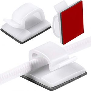 60 Pi&egrave;ces Clip de Fil Ext&eacute;rieur avec Ruban Adh&eacute;sif Clip de Luminaire Clip de D&eacute;coration Crochet de Support de C&acirc;ble Auto-Adh&eacute;sif pour Lumi&egrave;re de F&eacute;e (M, Blanc) (DayLander, neuf)