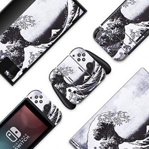 BelugaDesign Skin Wave Switch | Autocollant Cool en Vinyle | Peinture Japonaise Eau océan Mignon | Compatible avec Nintendo Switch (Switch Standard, Gris) (Beluga Design, neuf)