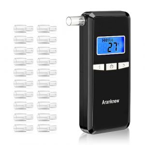 Aranknew Alcootest Ethylotest Electronique Homologué NF, Testeur d'alcool Portable avec écran LCD Bleu Numérique pour Usage Personnel et Professionnel avec 20 Embouts, Mesure Rapide Semi-conducteurs (Shengya-Direct, neuf)
