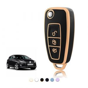 TOOMUME Coque Cl&eacute; TPU, Etui Cl&eacute; &Eacute;tui Cl&eacute; Adapt&eacute; pour Ford Focus Fiesta Kuga Tourneo Transit Connect Custom Courier Puma Galaxy C-Max S-Max, Couvre Clef Cache Cle Voiture Tel&eacute;commande - Flip Key (TOOMUME, neuf)