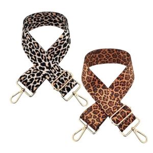 Lot de 2 Bandouli&egrave;res L&eacute;opard Interchangeables &ndash; Largeur 3,8 cm &ndash; Longueur R&eacute;glable 75&ndash;130 cm &ndash; Bretelles pour Sac Femme, Sac &agrave; Main, Sac Bandouli&egrave;re et Besace (DDSF, neuf)