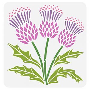 FINGERINSPIRE Pochoir de Fleur de Chardon 30x30 cm Modèle de Peinture de Chardon à Fleurs Réutilisable Pochoir de Dessin de Fleur de Printemps Pochoir de Plantes pour Peinture Sur Bois, Mur et Meubles (FINGERINSPIRE FR, neuf)