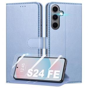 Mofurd Coque pour Samsung Galaxy S24 FE + 2 Pi&egrave;ces Verre Tremp&eacute;, [RFID Blocage] &Eacute;tui de Protection Housse Premium en Cuir PU, [Fentes pour Cartes] Pochette de Portefeuille Etui &agrave; Rabat - Violet (M-F Store, neuf)