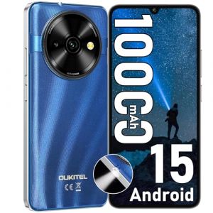 OUKITEL C59 Smartphone Pas Cher Android 15-2025, 10000mAh/18W Telephone Portable 120 Lumens, 6.88" HD+ 90Hz Téléphone Portable Débloqué, 16Go+128Go/TF 1To, 13MP/4G Dual SIM/Face ID/Fingerprint/GPS (OUKITEL Super Store, neuf)