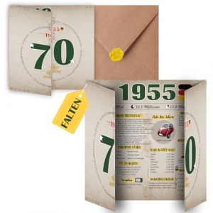 Sugeru Carte d'anniversaire sp&eacute;ciale 70 avec enveloppe | Cadeau pour les 70 ans de 1954 | 70e anniversaire femme homme | D&eacute;coration de soixanti&egrave;me anniversaire amusante, id&eacute;e cadeau originale (Sugeru-eu, neuf)