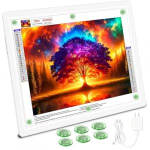 TOHETO Tableau lumineux magnétique A2 rechargeable de 64 x 47 cm, grand bloc lumineux pour peinture diamant avec boutons latéraux, 3 couleurs lumineuses pour le traçage et le dessin, table lumineuse (TOHETO FR, neuf)