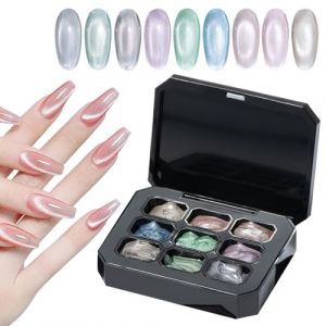 Palette de gel magn&eacute;tique, ensemble d'ongles de 9 couleurs, plateau de manucure de 2,61 x 3,39 pouces avec fonction de vernis 3D, accessoire de gel professionnel, outil de avec style vibrant, (ZHIJIABAO, neuf)