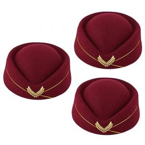 LIFKOME 3 Pièces chapeau d'hôtesse de l'air chapeau de déguisement accessoires de chapeau fascinateurs chapeau habillé bonnet costume de chapeau d'agent de bord casquette hôtesse de l'air (Yaeerang, neuf)