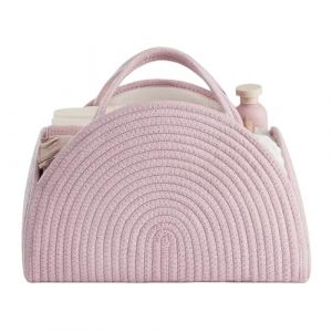 Organisateur de sac à langer, panier de rangement portable pour table à langer, panier à langer, panier à langer avec compartiments et poignées, panier en corde de coton pour fête prénatale, cadeau de (LELEWANGLUO, neuf)
