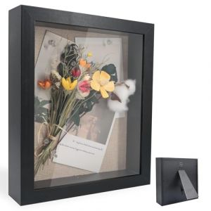 Cadre Photo 3D, Cadre Photo Profond à Remplir 21 x 30 cm, avec Plaque Acrylique Transparente, Cadre Objet 3D Profond 3cm, pour Cadeau de Mariage, Cadre Profond en Bois, Cadre D'objet Shadow Box, Noir (Huamirra Eur, neuf)
