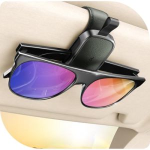 JOYROOM Porte Lunettes pour Voiture, 2026 Magn&eacute;tique Support Lunette Voiture, Universel Porte Lunettes de Soleil Auto en Cuir, Clip Lunettes De Soleil Compatible avec Tous Types de Lunettes (Gris) (XLH Tech, neuf)