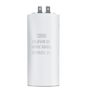 Condensateur CBB60 &agrave; 2 connecteurs 25&mu;F 450V 25/85/21. Condensateur de d&eacute;marrage pour machine &agrave; laver, climatiseur et autres moteur 1 Pi&egrave;ce. (25uF) (Synn53, neuf)