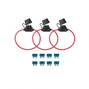 KOLACEN Automobile Car Truck En Ligne 16 AWG Fusible Porte-fusible pour Standard Standard Lame Fusible 3 Pi&egrave;ces + 8 Pi&egrave;ces Standard Lame Fusible 15Apm (KOLACEN Tech, neuf)