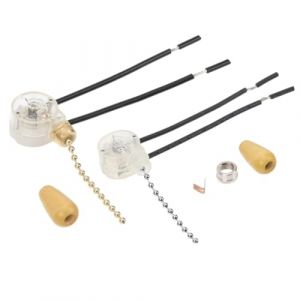 Interrupteur à Tirette, 2 Pcs, Interrupteur à Tirette de Ventilateur, Mur Lampe Tirer Interrupteur, Universel à Cordon de tirage pour Petit Lustre et Ventilateur de Plafond, multicolore (Thuranda OÜ, neuf)