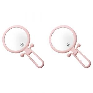 PAGJHRFJG 2X Loupe Portative 10X, Miroir de Maquillage Pliant Double Face, Miroir Portatif avec Poign&eacute;E R&eacute;Glable (Rose) (xiaojunshangdian, neuf)