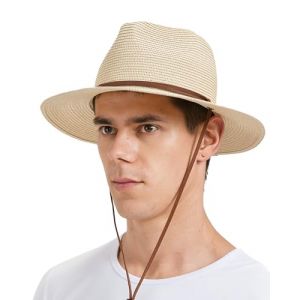 Zylioo S/M/L/XL/XXL Chapeau de paille Chapeau de soleil Chapeau de soleil Grande / Petite tête Protection UV Paille Chapeau d'été Chapeau de plage pour vacances Homme Femme, Mentonnière beige, L (Realmarkeu, neuf)