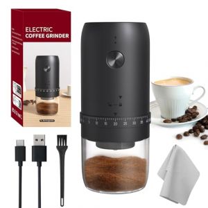 HOTUT Moulins à café électriques, petit moulin à café rechargeable, moulin électrique à 40 niveaux réglables avec noyau en céramique, moulin à café à piles 1800 mAh pour voyage, camping (AomigEU, neuf)