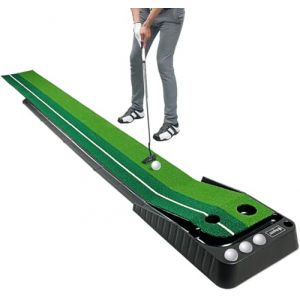 Asgens Golf Putting Trainer (3 balles gratuites), Tapis de Golf en Gazon Bicolore avec Piste de Retour d'épaississement de la Balle et Fonction Automatique. (TRD Direct, neuf)