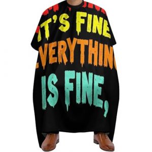 Cape de Coupe de Cheveux Citation vintage &laquo; Je vais bien &raquo;, Pliable Tablier de Coiffure Unisexe Cape de Coupe pour Couper Salon 140X168cm (guangzhouchengzemaoyizhongxingerenduzi, neuf)