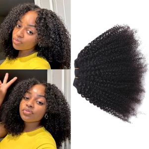 Tissage Naturel Cheveux Humain Afro Kinky Curly Human Hair Bunldes 4B 4C Meche Bresilienne Vierge Remy Cheveux Humains Tissage Bresilienne Boucl&eacute; Naturel Couleur Naturelle Noire 18 Pouces 100g (Youngirl Hair, neuf)