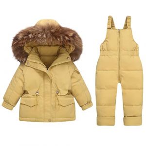 Ensembles de Neige Veste Enfant 1-4 Ans Veste Blouson avec Neige Bavoir Pantalon de Ski une Pi&egrave;ces-Manches Longues &agrave; Capuche-Coupe-vent Combinaison Softshell D'ext&eacute;rieur pour Alpinisme Ski Moto (⭐⭐⭐⭐⭐KQIVAM, neuf)
