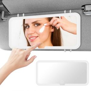 Adiwo Miroir de courtoisie de voiture, Miroir Pare-Soleil, Miroir Voiture pare Soleil LED,Miroir Pare Soleil Voiture Charge USB,3 Modes d'Éclairage,sensible au toucher, pour Voiture,Camion(24.2*12cm) (Yoowe, neuf)