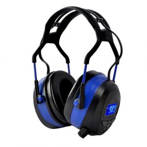 Gardtech Casque Anti Bruit Prot&egrave;ge-oreilles Bluetooth Antibruit avec Radio Sans Fil MP3 FM, &Eacute;cran LCD, Carte SD 4 Go, Protection Auditive pour Adultes, Travail du Bois, Jardin, Noir et Bleu (SinoGarden, neuf)