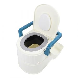 Accoudoirs Larges Chaise D'aisance en PU Souple Dossier Chaise de Toilette Antidérapante avec Seau Creux Bleu pour Salle de Bain Accroupie (WYANG188, neuf)
