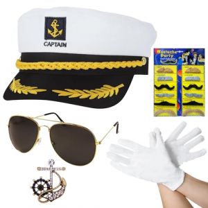 Lot de 5 Chapeau Marin, Casquette Marin, Chapeau Carnaval, Deguisement Marin, Casquette Marin Homme, Casquette Capitaine Bateau Accessoires de Déguisements pour Cosplay Carnaval Halloween (Meema EU, neuf)