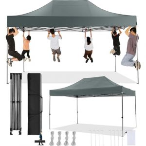 COBIZI Tonnelle Pliante 3x4,5 Imperméable,Tonnelle de Jardin Exterieur sans Parois Latérales,Barnum Pliant 3x4,5,Anti UV Tonnelle Tente pour Exterieur Plage Terrasse (3 par 4,5m Gris) (Minirong, neuf)