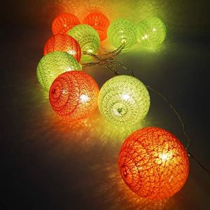 Guirlande Lumineuse Boule Coton, DOTBUY Decoration Noël, LED Guirlande Lumineuse à Piles, Enfant, Chambre Mariage Halloween Décorations Multicolore (Vert clair,3.3M/20LED) (DOTDOT SHOP, neuf)