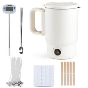 Yuning Kit Fondoir Cire Bougie Electrique,Machine de Fonte Cire Bougie,Kit de fabrication de bougies pour adultes avec 800ML Pot à cire électrique,Thermomètre,Mèches,Autocollants,Supports et Cuillère (shuye-uk, neuf)
